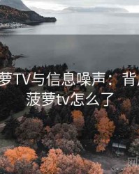 关于菠萝TV与信息噪声：背后机制，菠萝tv怎么了