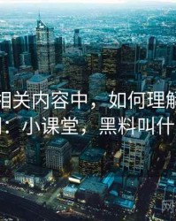 黑料网相关内容中，如何理解来源追溯：小课堂，黑料叫什么